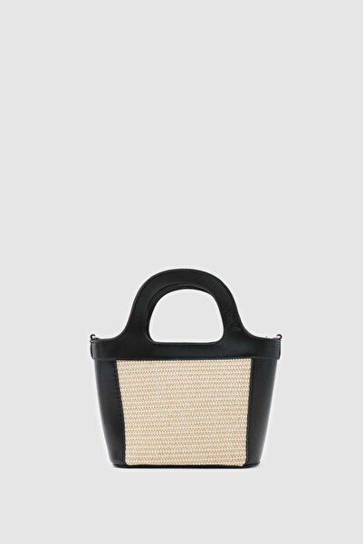 Shule Bags Costa Wicker Handbag and Crossbody Bag Black