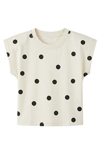 Mzr Collection Zero Sleeve Polka Dot Crew Neck T-Shirt Black