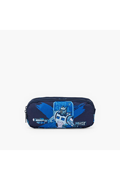 Must Team MustTeam Robot Print Pencil Pouch with 2 Compartments