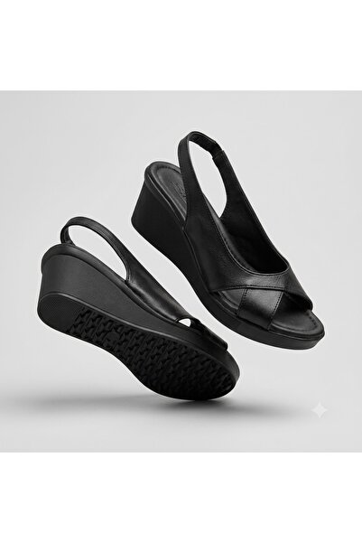 KİNDEP (Mavişim) Poly Lightweight Comfortable Sole Daily Women's Sandals Black