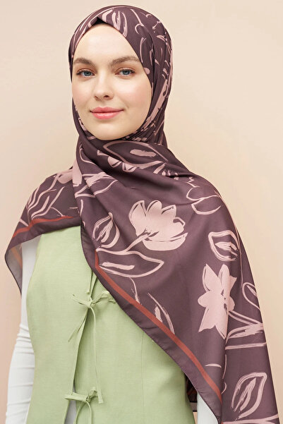 Madame Polo Clay pattern italian silk shawl - brown