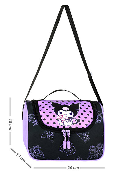 Royal Glow Leather Printed Kuromi Themed Patterned Girls' Thermal Lunch Bag