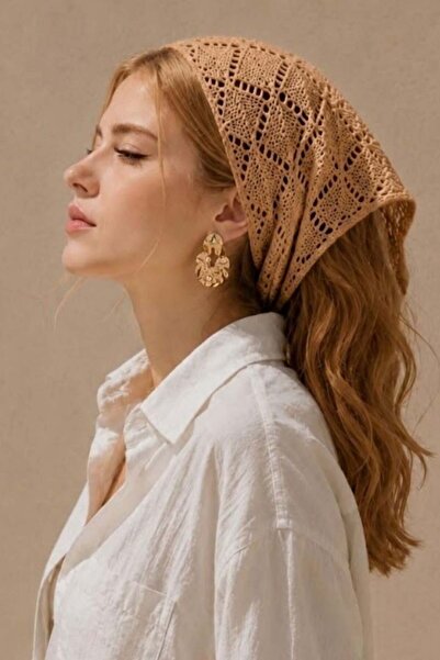Irmak Kerekli Women's Cotton Soft Textured Perforated Knitwear Bandana 7011 C...