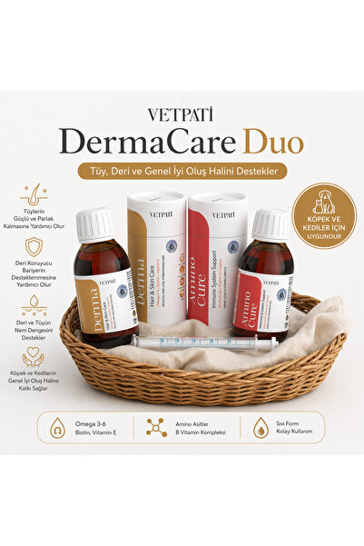 Vetpati Dermacare Duo Kedi Köpek Aminoasit & Vitamin Kompleksi + Deri & Tüy D...