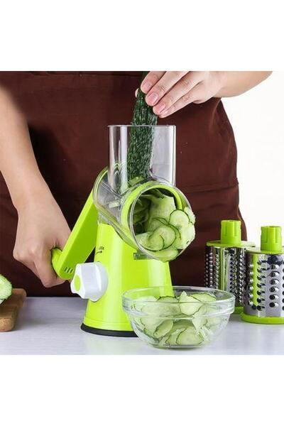 Vivendo Razatoare manuala pentru legume Tabletop Drum Grater, 3 lame intersch...
