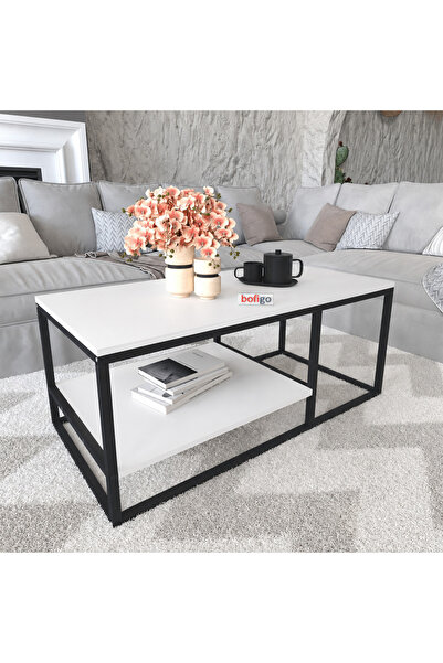 Vivendo Masuta de Cafea Metalica cu 2 Niveluri pentru Living, 105 x 50 x 42 cm