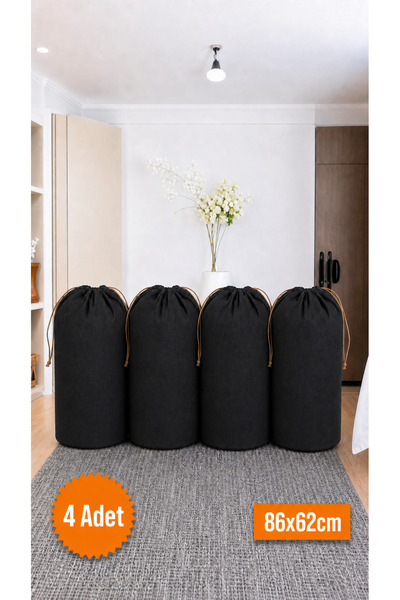 Balkan Room 4 Pieces Black Drawstring Storage Bag Xlarge 86X62 cm - Moving Ba...