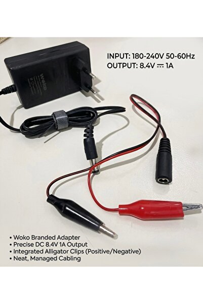 abnturk 8.4V 1A DC Güç Adaptörü - Timsah Ağızlı Şarj ve Test Kablolu Ev Prizl...
