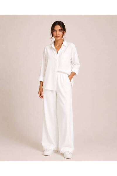 Rouge basıc Ayrobin Loose Shirt and Pants Two-Piece Set