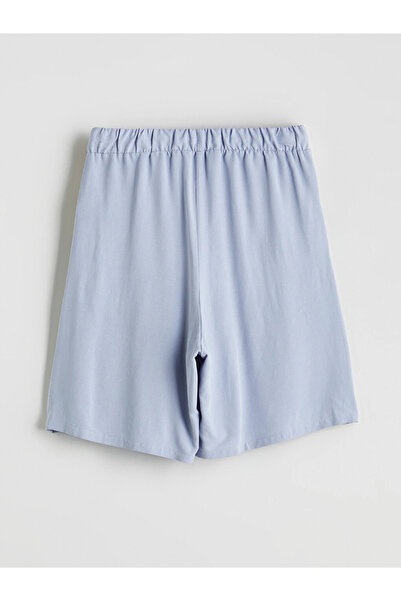 LC Waikiki Blue Elastic Waist Linen Blend Women's Shorts
