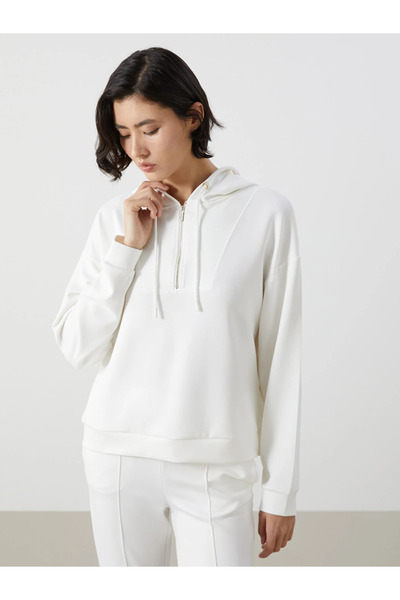 LC Waikiki White Loose Fit Women's Hoodie