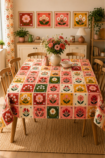 ALAMODECOR Pinterest Model Floral Patterned Tablecloth