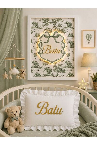 Bonika Çerçeveli Bebek Figürlü Ledli Bebek Kapı Süsü Ve Bebek Takı Yastığı 2'...