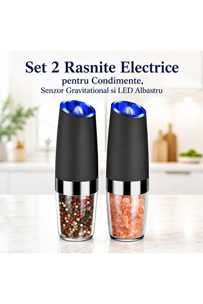 Ruhhy Set 2 Râșnițe Electrice pentru Condimente, Senzor Gravitațional și LED ...