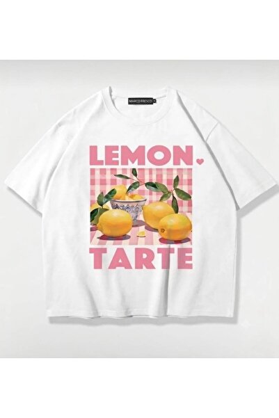 Marco Fresco TRICOU CU GULER ROTUND CU IMPRIMEU LEMON TARTE