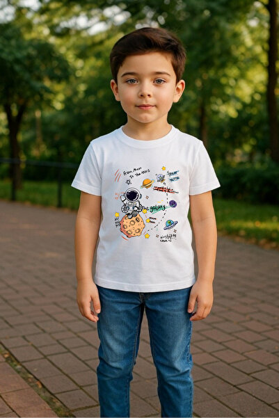 Windy Island Unisex majica za devojčice/dječake sa printom planete i astronau...