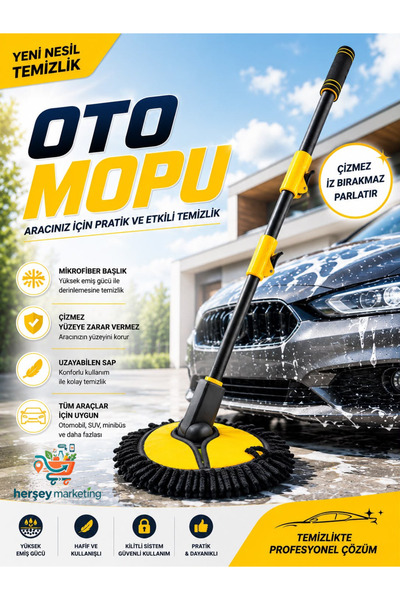 HerŞey Marketing Mop telescopic pentru spălarea mașinilor, din microfibră ult...