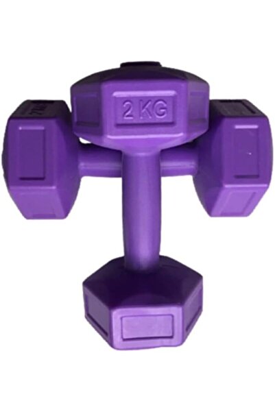 Genel Markalar 2 Kg X 2 Adet Dambıl Vinyl Kaplı Dumbell Ağırlık-mor