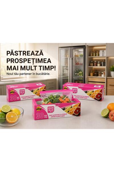 zirius Set 3 Cutii Pungi Alimentare Zip (2L) – 90 Bucăți