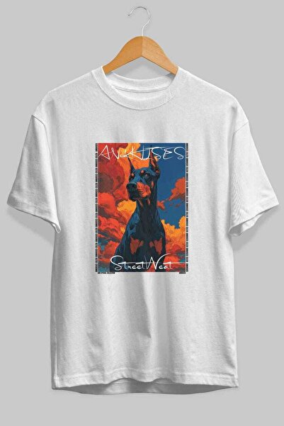 Ankhises Tricou supradimensionat alb cu imprimeu câinele Dog For Love 17, 100...
