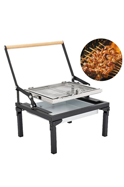 EasyLife Adjustable Height Charcoal BBQ Grill Stainless Steel Cooking Grate P...
