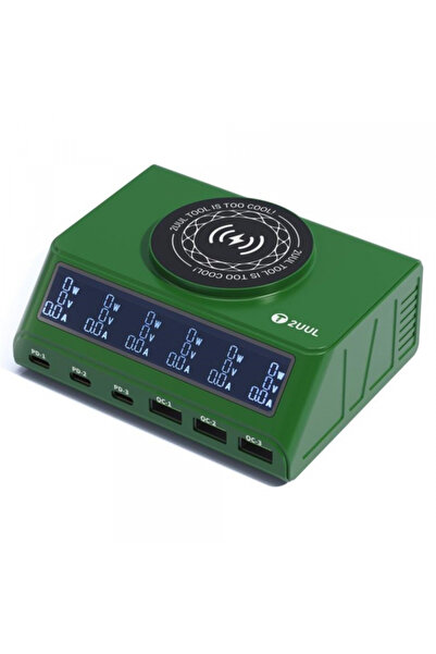 2uul Incarcator Statie PC11 QI, 110W, 3A, 3 x USB-A - 3 x USB-C, Verde
