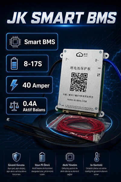 BMS JK Smart 8-17S 40A Bluetooth Akıllı Batarya Koruma Kartı