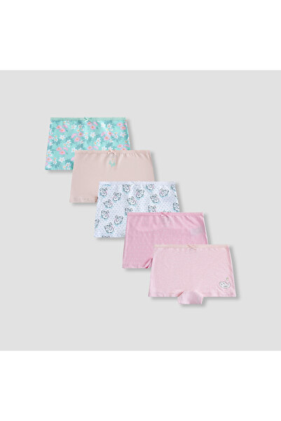 Juniors Pack of 5 Cotton Briefs with Swan Print