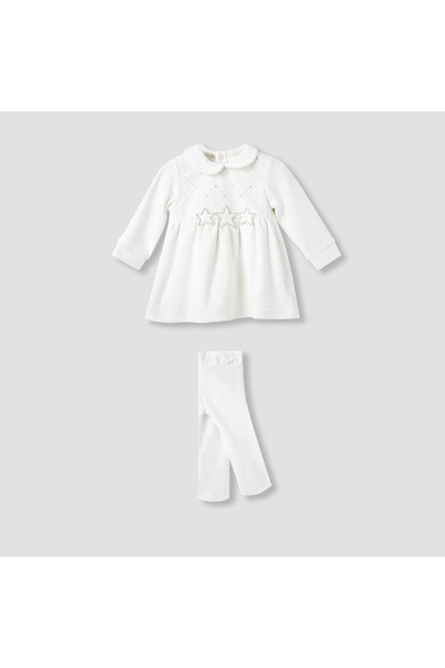 giggles Girls Dress with Stockings - Long Sleeves - Peter Pan Collar