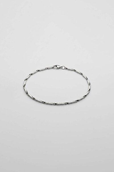 ablukaonline Unisex Striped Melon Bar Steel Bracelet Silver