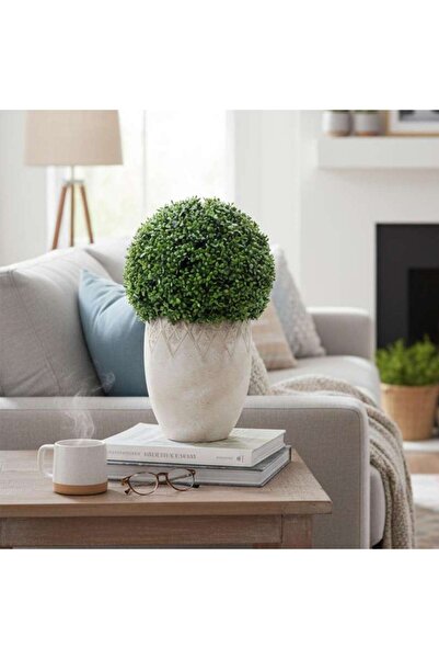 PAN HOME Artificial Boxwood Ball In Ceramic Pot H55cm - Green