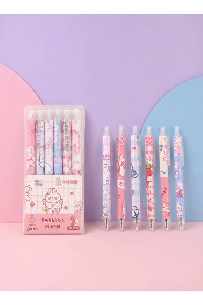 Midi Cute Cartoon Rabbit Dry Erase Markers Set - 6 Pieces