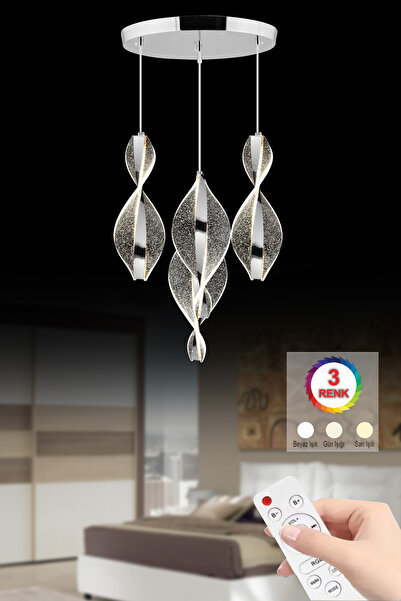 Luxira Aydınlatma Mars 4 lü Gümüş Kumandalı 3 Renk Ledli Modern Led Avize
