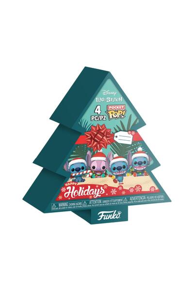 Funko Set 4 figurine, Funko, Pocket Pop, Disney Lilo&Stitch Happy Holiday