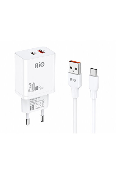 Rio İki Girişli 20W Hızlı Şarj Adaptörü + Type-C Kablo Seti