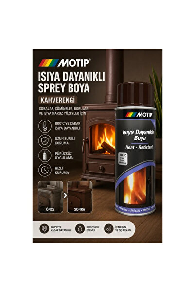800 DERECE ISIYA DAYANIKLI YANMAZ KAHVERENGİ SPREY BOYA 400 ML ( SOBA BOYASI )