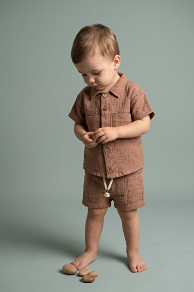 zumino Baby Boy Muslin Shirt Shorts Summer 2-Piece Set