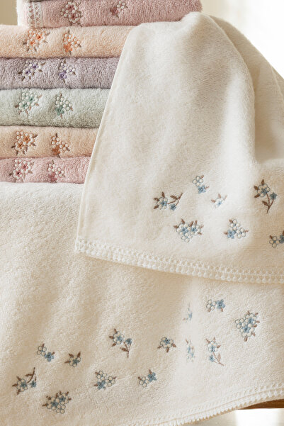 MARİBOR Merlin - 70% Bamboo / 30% Cotton Embroidered Hand Towels - Set of 6 50X90