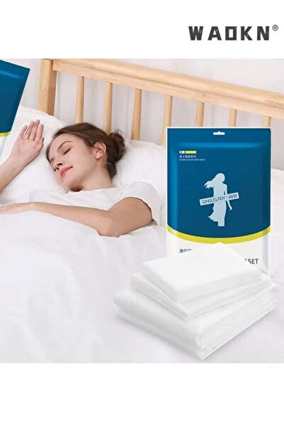 WAOKN 4 Pieces Travel Disposable Bedding Set, SMS Material Double People Disp...