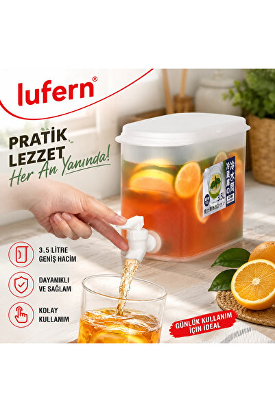 Lufern Pratik Musluklu İçecek Sebili Buzdolabı Uyumlu 3.5 Litre Limonata Soğu...
