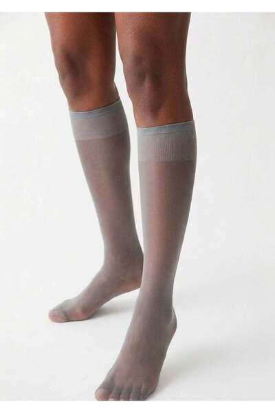 DÜVEN Matte 20 Denim Thin Semi-Transparent Toe-To-Toe Knee-Length Trouser Soc...