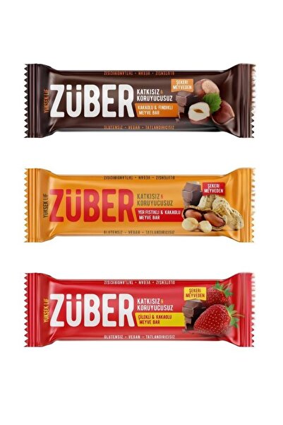 Züber Fruit Bar Trial Pack 40g X 3 Pieces (Peanut, Hazelnut, Strawberry)
