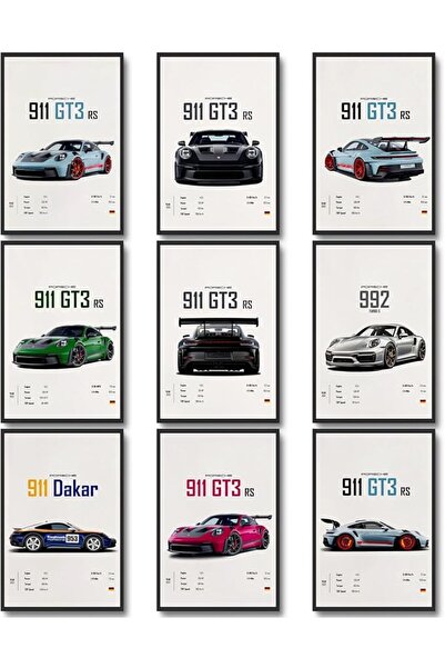 ESSESORIES Super Car Boys Racing Car Poster Wall Art Set of 9 Room Decor Self...