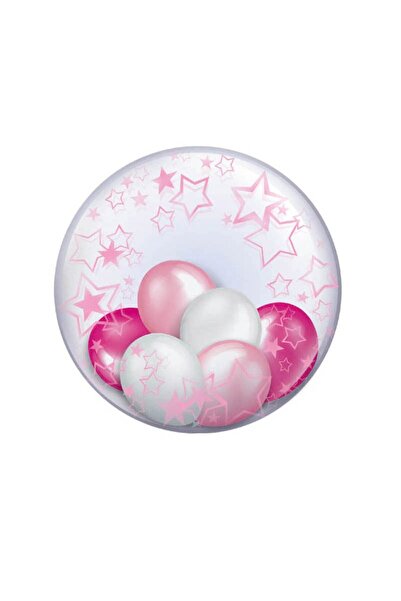 MP Mirific Party Balon Bobo transparent cu 6 baloane, stele, alb și roz