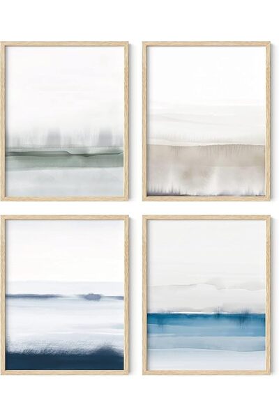 ESSESORIES Abstract Nature Blue Artwork Serene Pictu Aesthetic Poster Wall Ar...