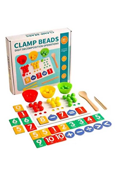 OEM Joc educational aritmetic mozaic cu bile din lemn si cupe colorate