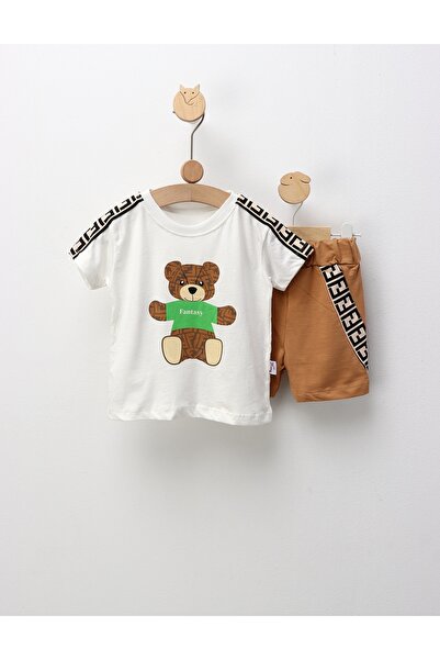 MiniKids Set de vara Fantasy Bear, alb maro