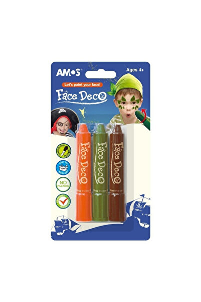 Amos Face Deco FD5B3B Пират - Комплект от 3 цвята (горна и долна част): кафяв...