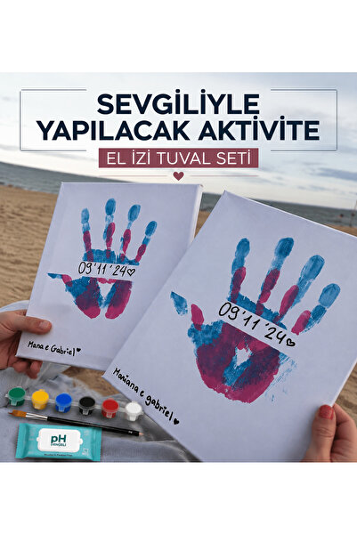 Selvica El İzi Tuval Seti | Sevgiliye Hediye | Doğum Günü Hediyesi | 6 Adet B...