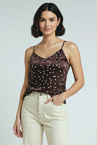 Nostos Algos Polka Dot Strap Woven Blouse